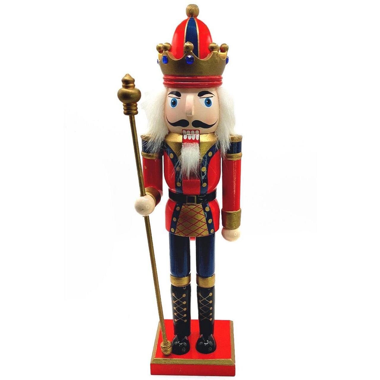 Wizardi Classic Wooden Christmas Nutcracker the Staffbearer Festive Decoration